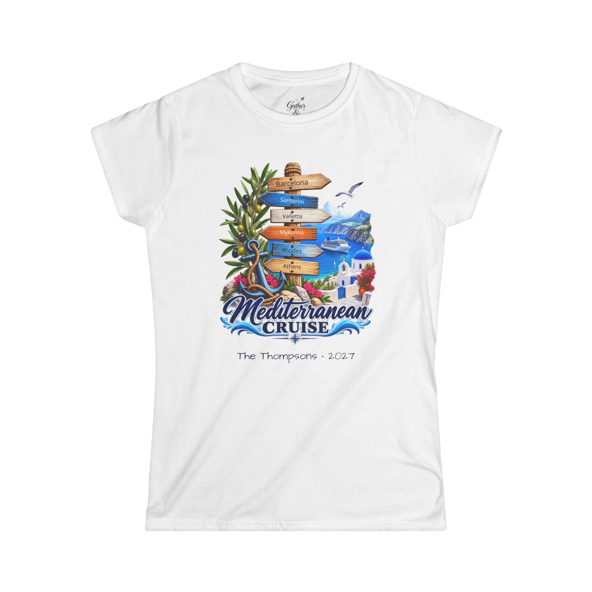 Mediterranean Cruise Ports of Call Ladies Tee