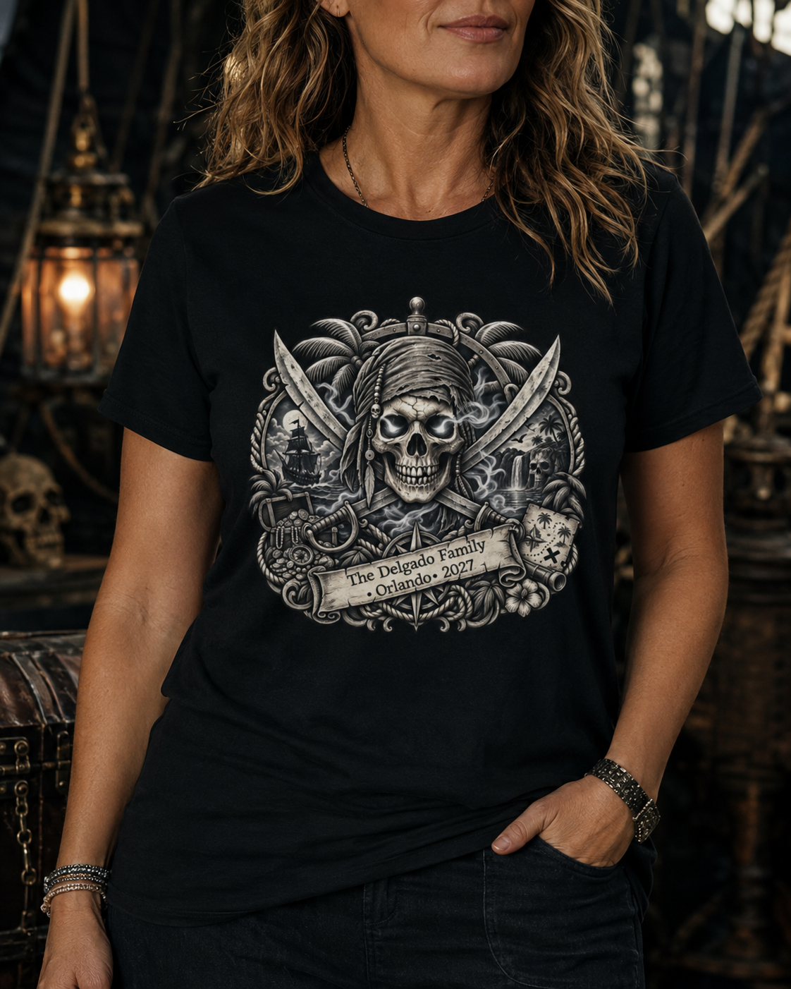 Ghostly Pirate Sparrow - Ladies Tee