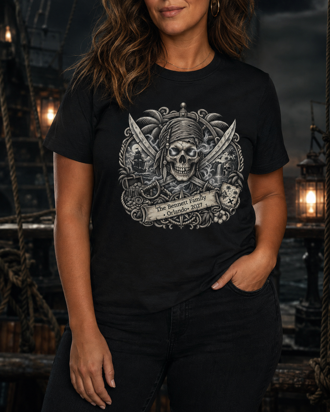 Ghostly Pirate Sparrow - Ladies Tee