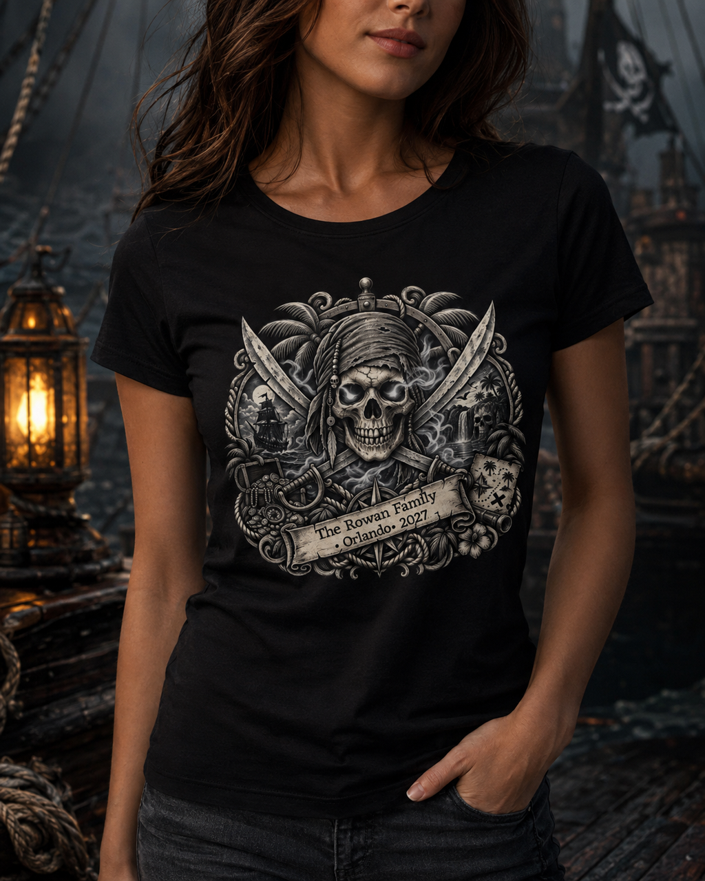 Ghostly Pirate Sparrow - Ladies Tee