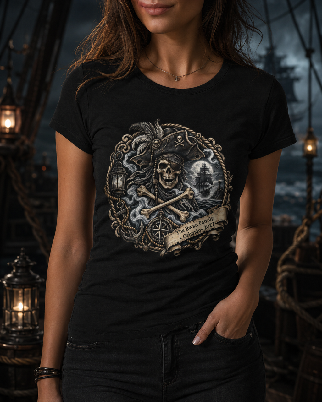 Ghostly Pirate Swann - Ladies Tee