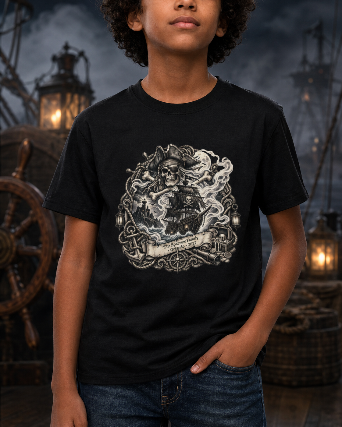 Ghostly Pirate Turner- Kids Tee