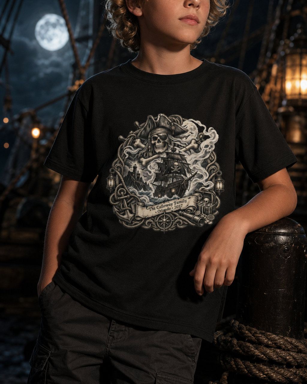 Ghostly Pirate Turner- Kids Tee