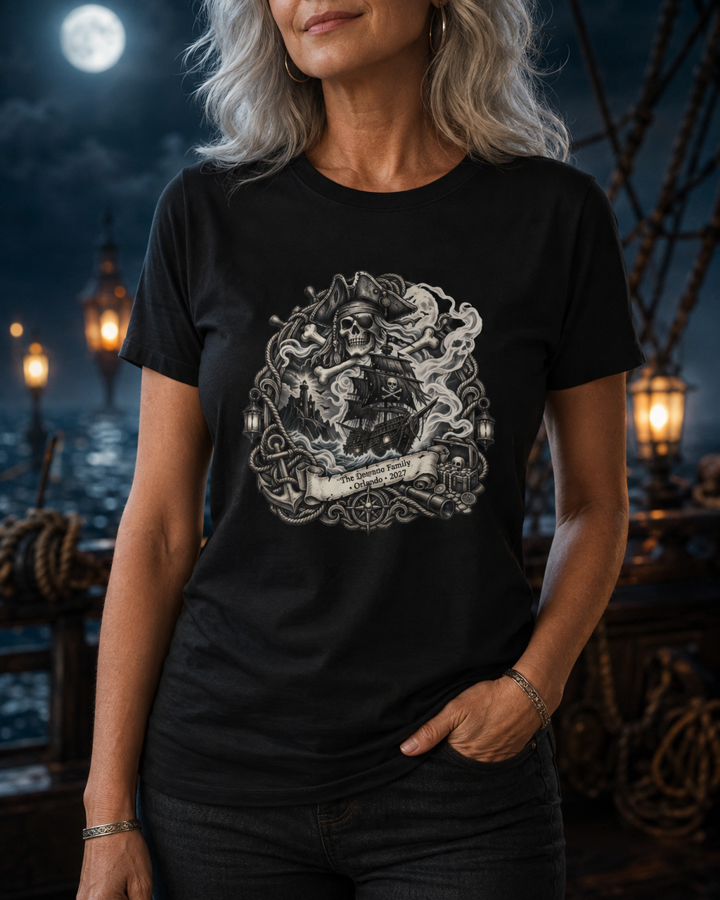 Ghostly Pirate Turner - Ladies Tee