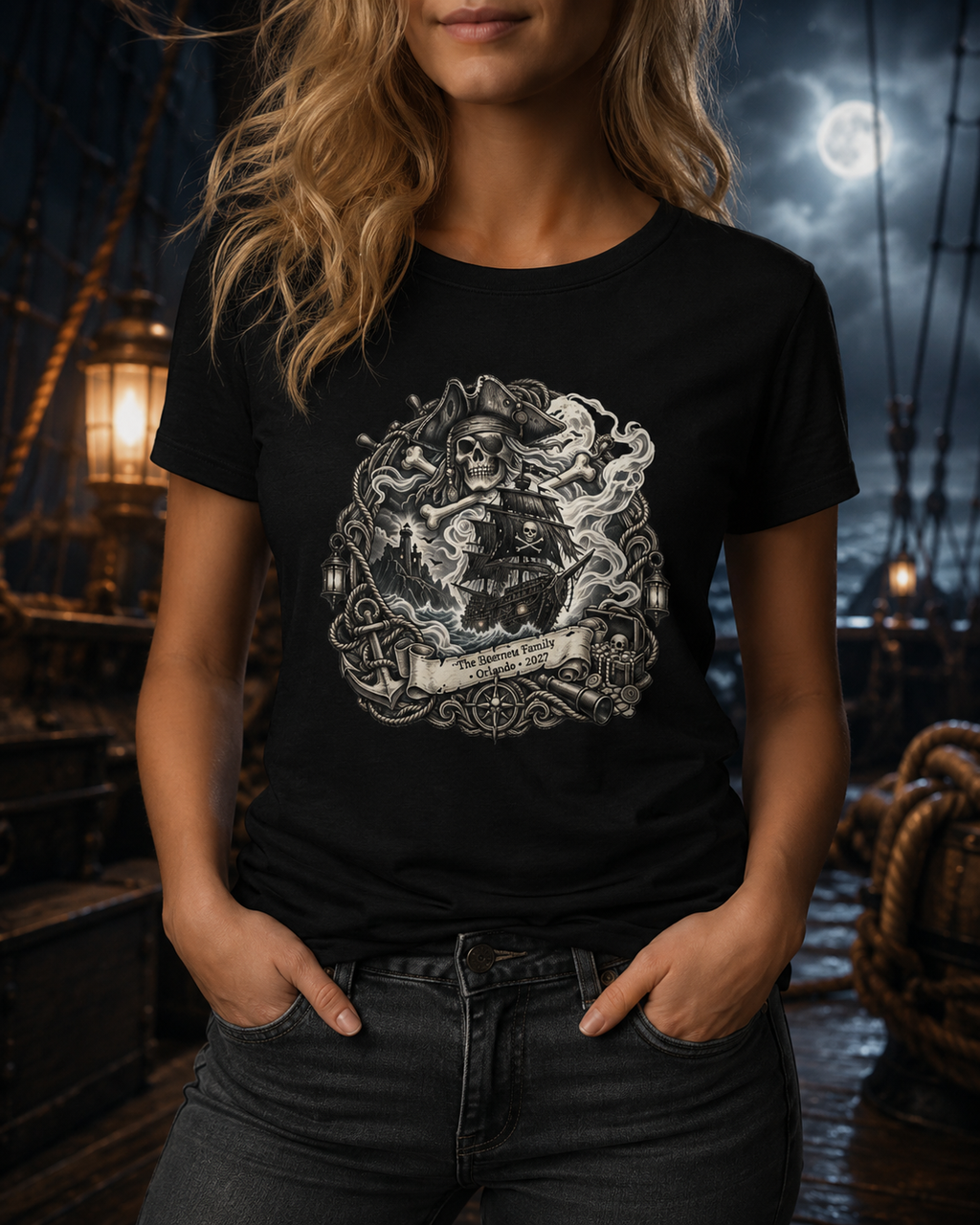 Ghostly Pirate Turner - Ladies Tee