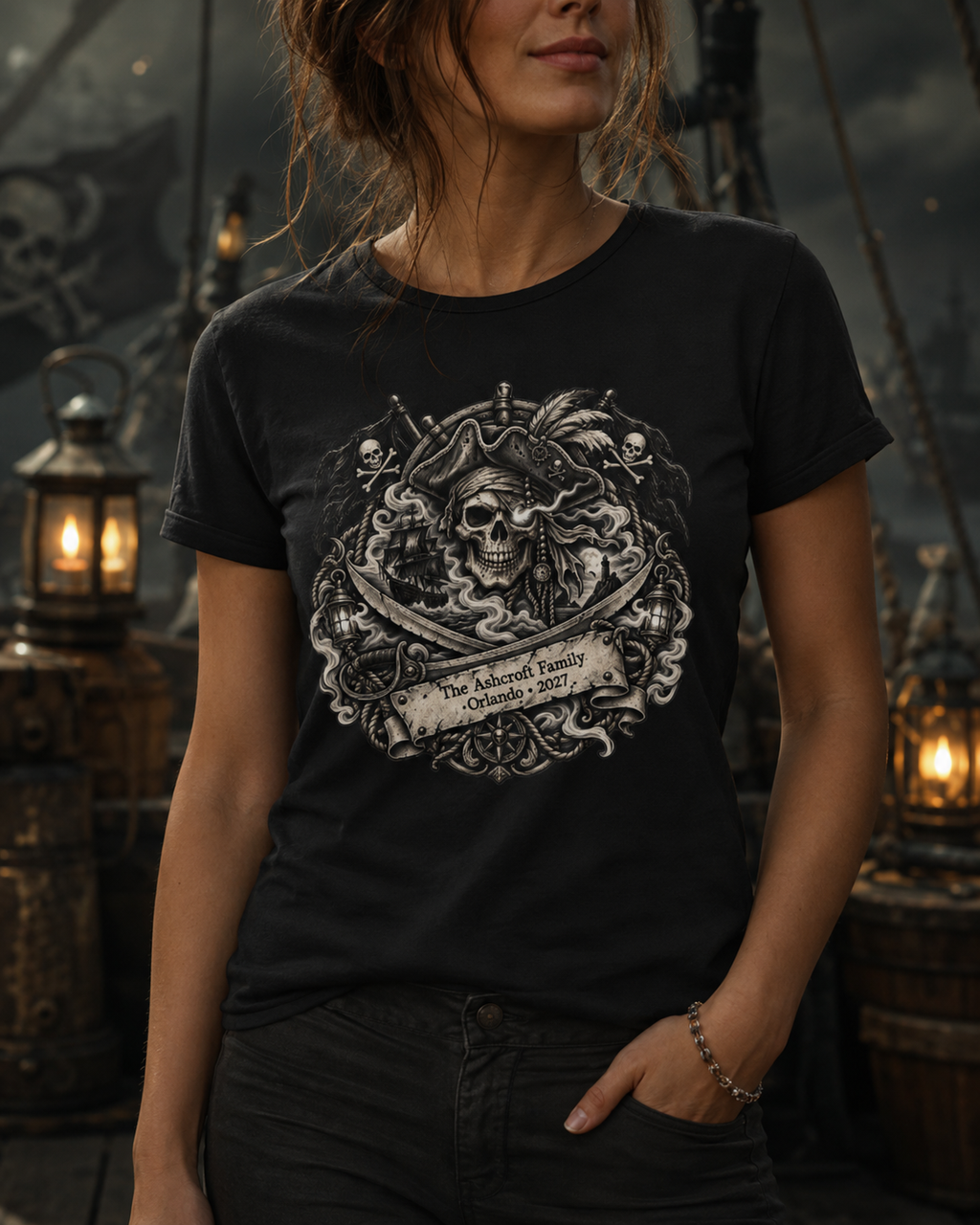 Ghostly Pirate Barbossa - Ladies Tee