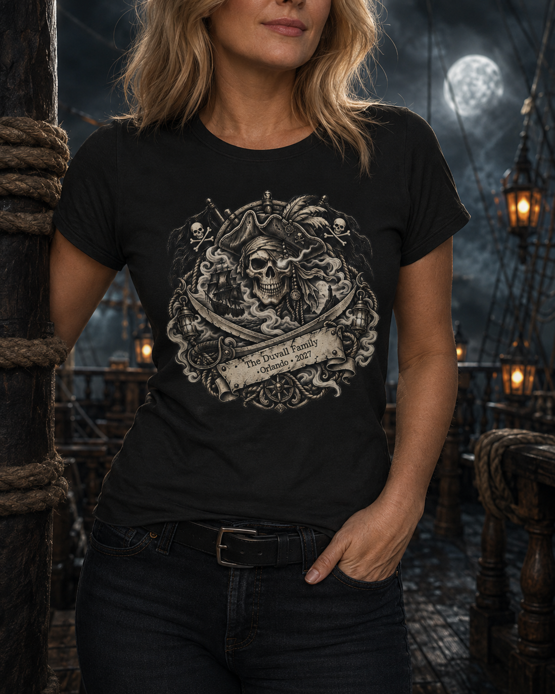 Ghostly Pirate Barbossa - Ladies Tee