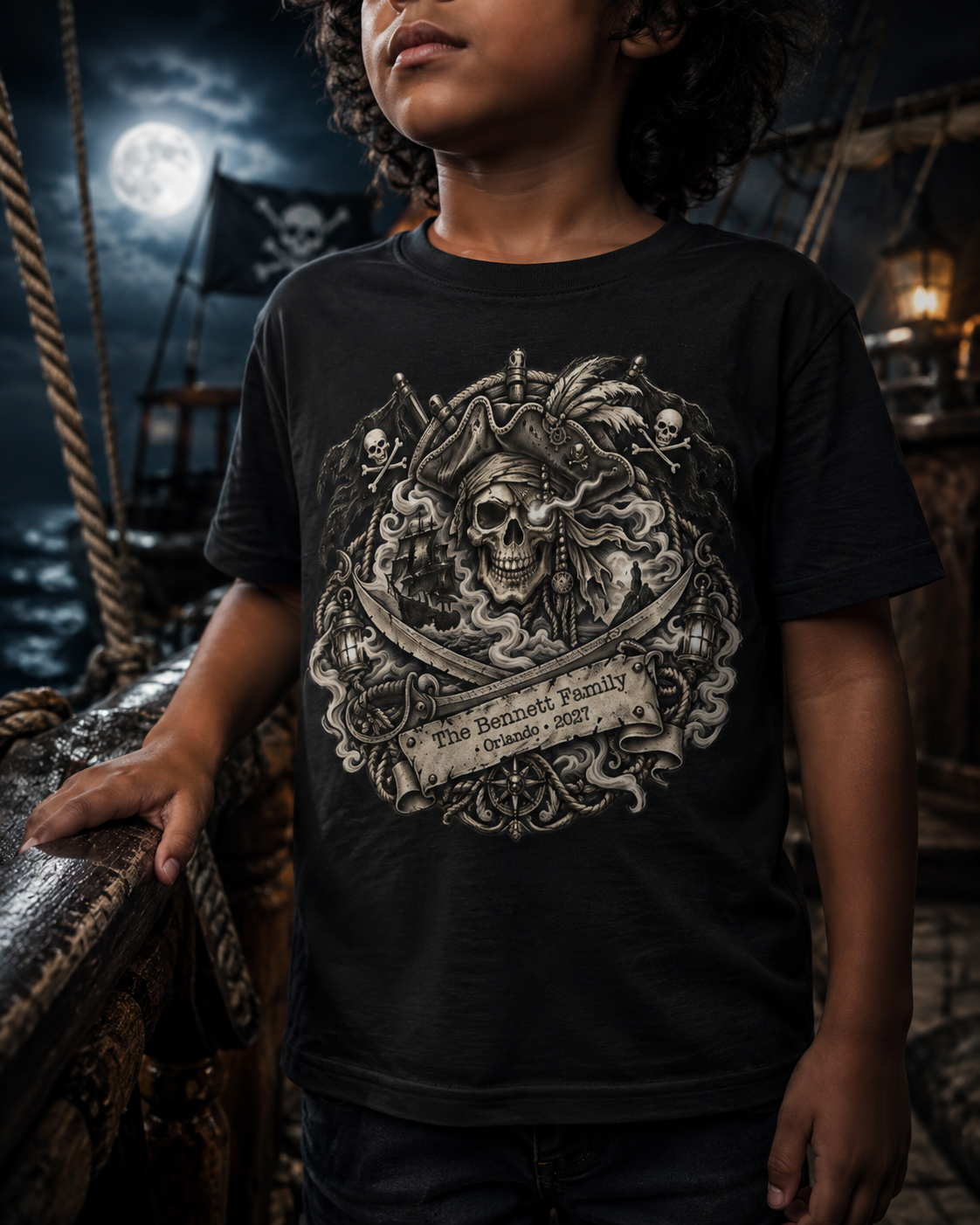 Ghostly Pirate Barbossa - Kids Tee
