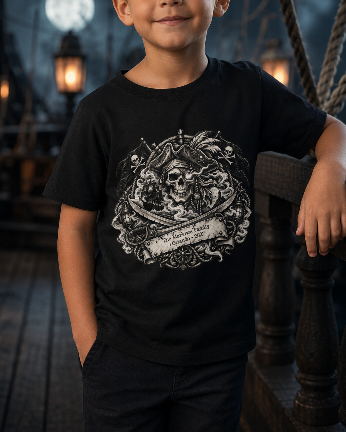 Ghostly Pirate Barbossa - Kids Tee