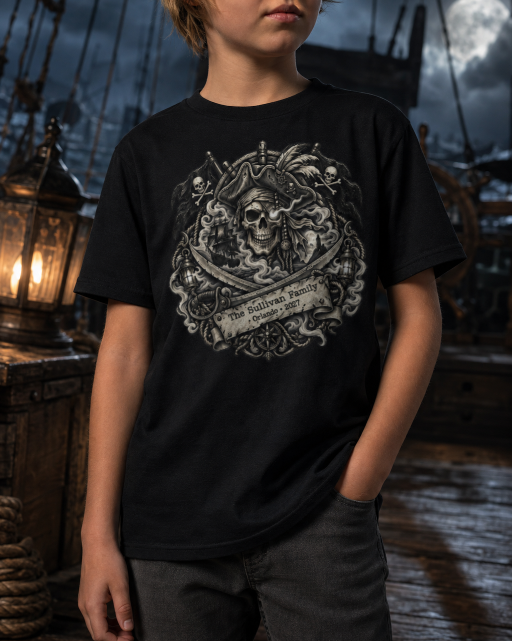 Ghostly Pirate Barbossa - Kids Tee