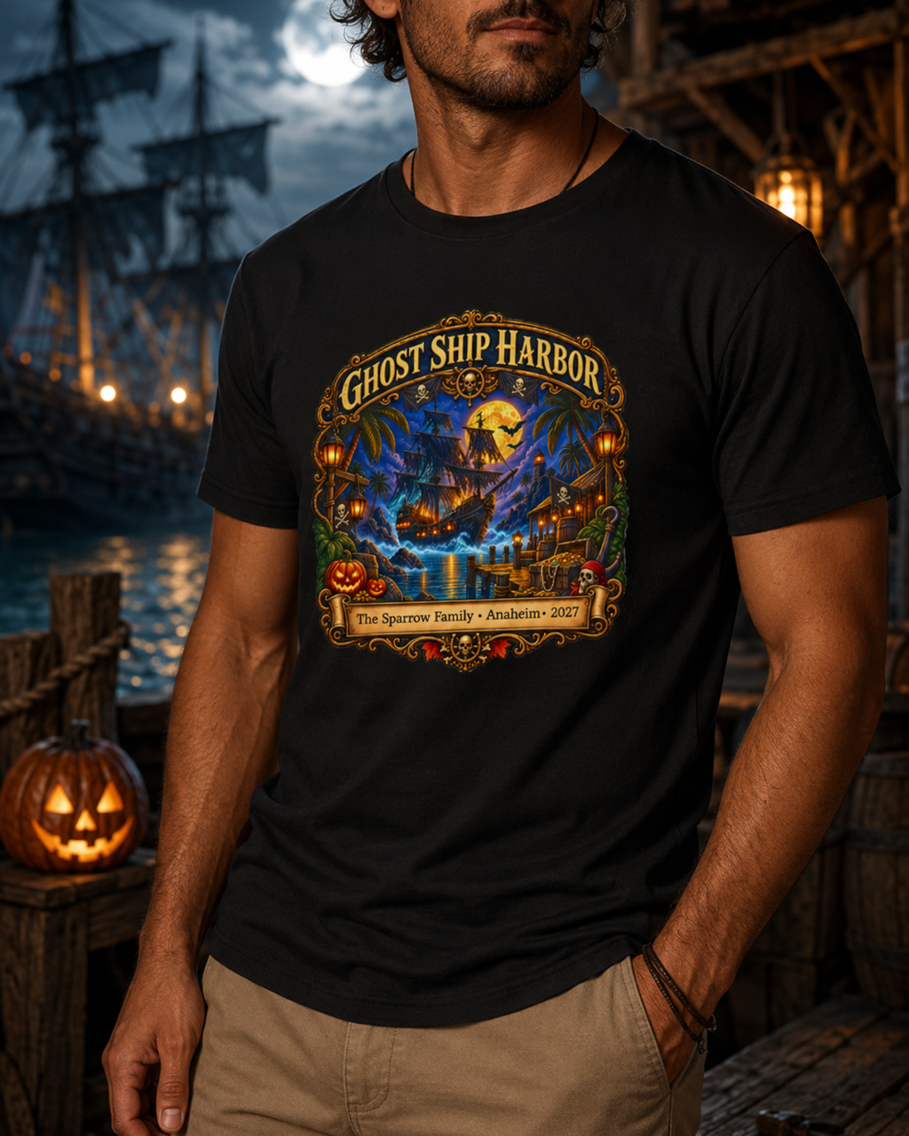 Halloween Ghost Ship Harbor - Unisex Tee