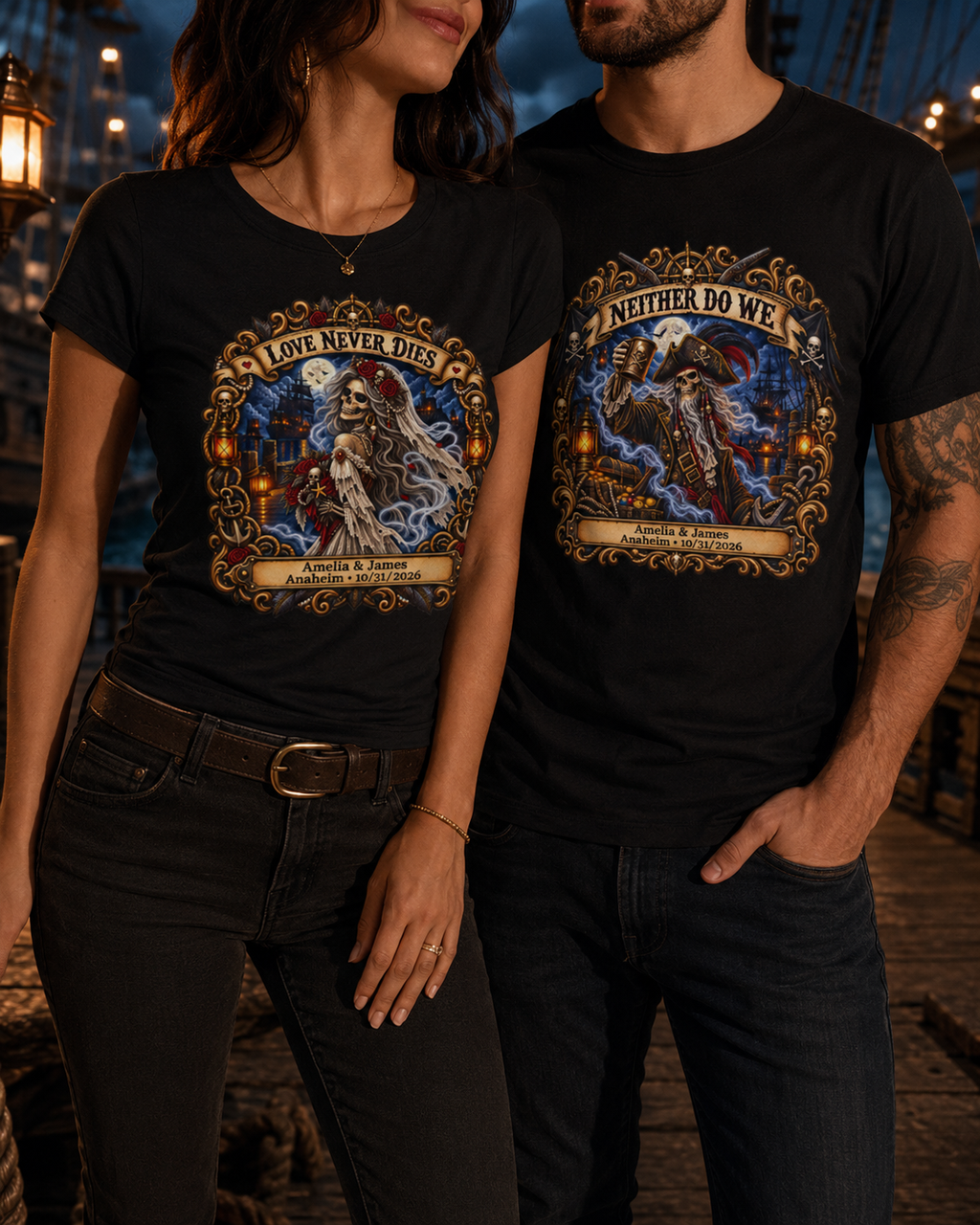 Ghostly Pirate Honeymoon Love Never Dies - Ladies Tee