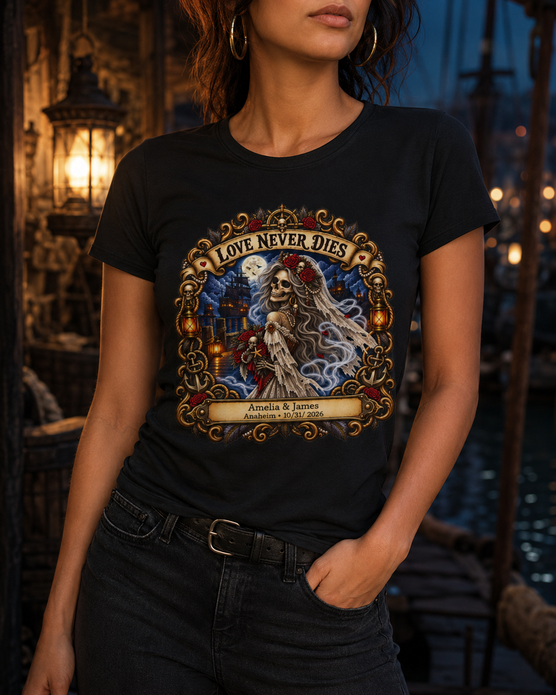 Ghostly Pirate Honeymoon Love Never Dies - Ladies Tee