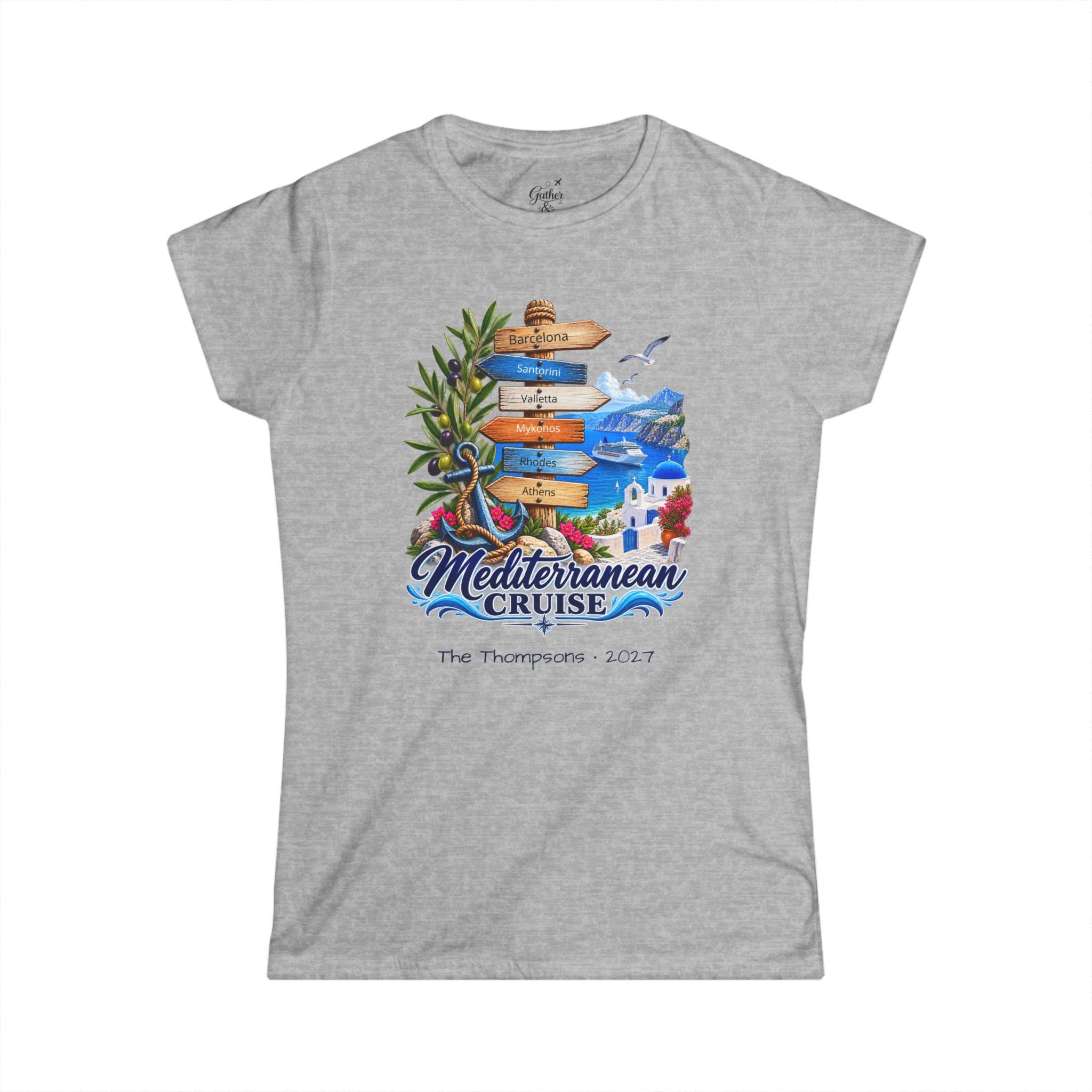 Mediterranean Cruise Ports of Call Ladies Tee