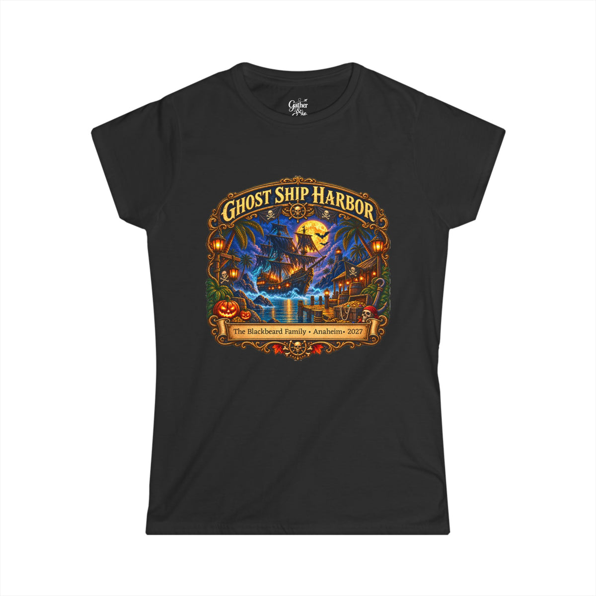 Halloween Ghost Ship Harbor - Ladies Tee